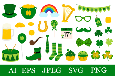 St Patricks Day bundle. St Patricks Day clipart SVG