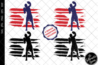 Boxing Men flag svg , Boxer svg, American Flag, Fourth of July SVG