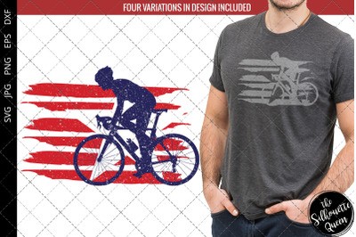 Cycling - Men flag svg , Cyclist svg, American Flag