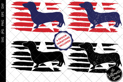 Dachshund Dog flag svg , Dog svg, American Flag, Fourth of July SVG