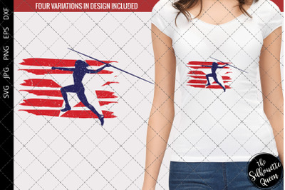 Javelin Throw - Women - Track and Field flag svg, American Flag