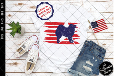 Samoyed flag svg , Dog Pet svg, American Flag, Fourth of July SVG