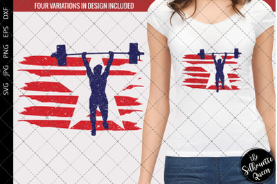 Weightlifting - Women flag svg, American Flag, Fourth of July SVG