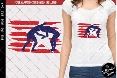 Wrestling - Women flag svg, American Flag, Fourth of July SVG