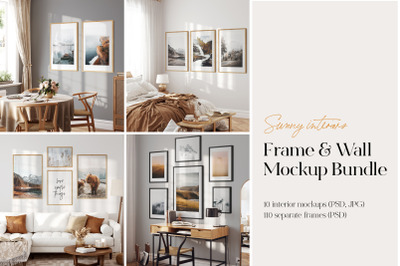 Frame &amp; Wall Mockup Bundle - Sunny Interiors