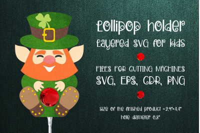 Leprechaun-St. Patricks Lollipop Holder Template SVG
