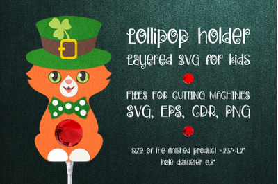 Cat St. Patricks Lollipop Holder Template SVG