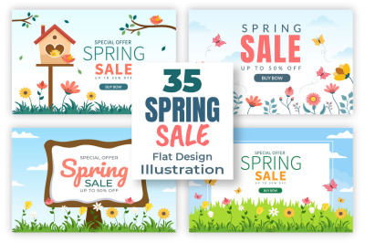 35 Spring Sale Blossom Flowers Background Illustration