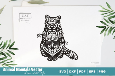 Cat Poodle Mandala #33 . Boho Style SVG