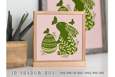 Easter bunny 3D Shadow Box SVG - Papercut - Cutting Files