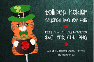 Cat Patricks Day Lollipop Holder Template SVG