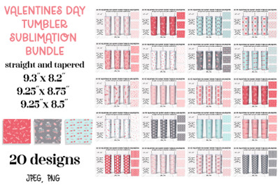 Valentines day 20 Oz. Skinny Tumbler wrap sublimation design Bundle. V