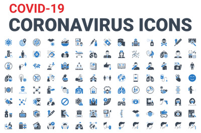Coronavirus COVID 19 pandemic vector icons set