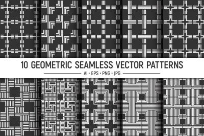 10 Geometric seamless vector patterns