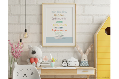 Nursery Rhyme Wall Art | Printable Origami poster | Kids bedroom Nurse