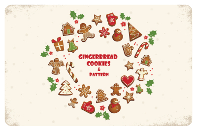 Gingerbread cookies and pattern