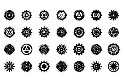 Mechanical gears elements. Cogs gear wheel, isolated mechanical icons.