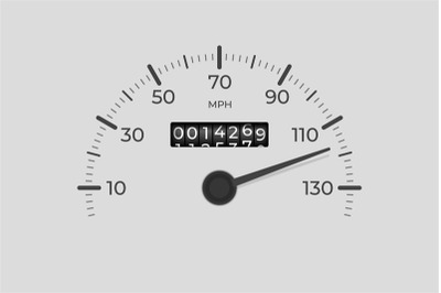 Isolated speedometer. Car mileage, measuring kilometers. Circle speed