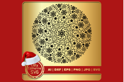 Merry Christmas Snowflake Zentangle SVG Cut File