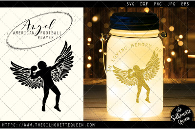 RIP American Football Player, Memorial with Angel Wings SVG