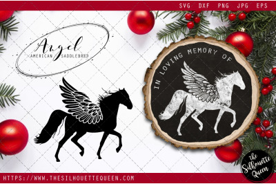 RIP American Saddlebred Horse, Memorial with Angel Wings SVG