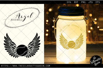 RIP Baseball Player, Memorial with Angel Wings SVG, Sympathy Svg