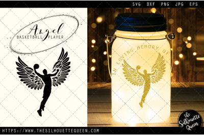 RIP Basketball Player, Memorial with Angel Wings SVG, Sympathy Svg