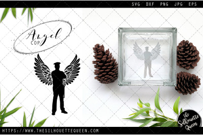 RIP Cop, Memorial with Angel Wings SVG, Sympathy Svg