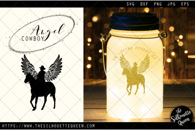 RIP Cowboy, Memorial with Angel Wings SVG, Sympathy Svg