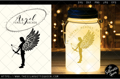 RIP Female Archer, Memorial with Angel Wings SVG, Sympathy Svg