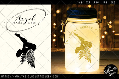 RIP Female Diver, Memorial with Angel Wings SVG, Sympathy Svg