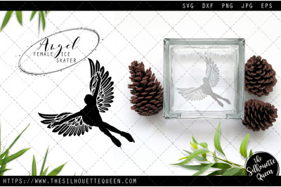 RIP Female Ice Skater, Memorial with Angel Wings SVG, Sympathy Svg