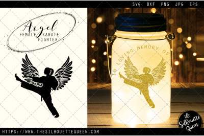 RIP Female Karate Fighter, Memorial with Angel Wings SVG