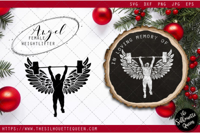 RIP Female Weightlifter, Memorial with Angel Wings SVG, Sympathy Svg