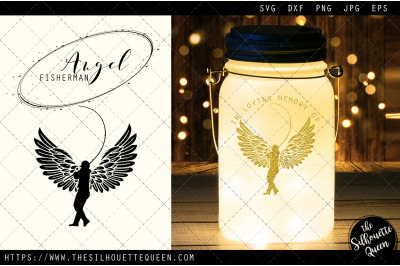 RIP Fisherman, Memorial with Angel Wings SVG, Sympathy Svg