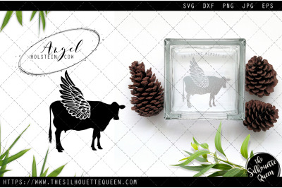 RIP Holstein Cow, Memorial with Angel Wings SVG, Sympathy Svg