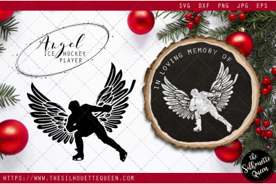 RIP Ice Hockey Player, Memorial with Angel Wings SVG, Sympathy Svg