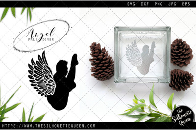 RIP Male Diver, Memorial with Angel Wings SVG, Sympathy Svg