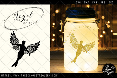 RIP Male Ice Skater, Memorial with Angel Wings SVG, Sympathy Svg