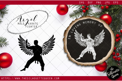 RIP Male Karate Fighter, Memorial with Angel Wings SVG, Sympathy Svg