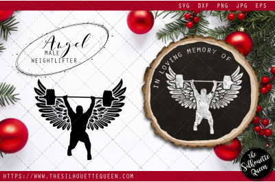 RIP Male Weightlifter, Memorial with Angel Wings SVG, Sympathy Svg