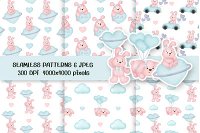 baby shower cute rabbit seamless pattern
