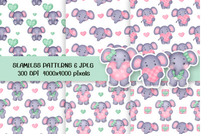 Cute elephant seamless patterns