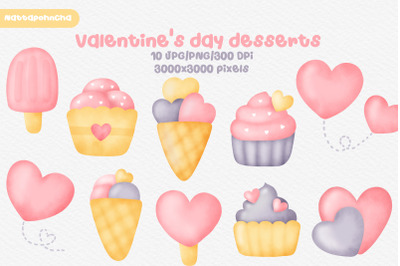 valentine&#039;s day desserts clipart