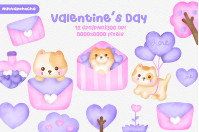 valentine&#039;s day with cat clipart