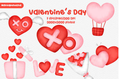 Watercolor heart valentine&#039;s day clipart