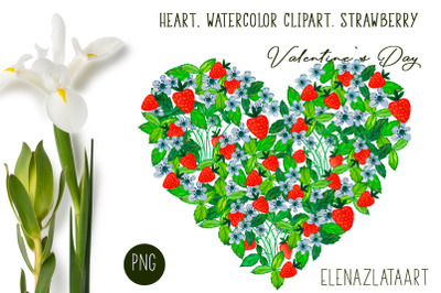 Valentines Day Heart watercolor  flower clipart.