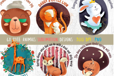 Cute Animals Kawaii Sublimation Designs Vol 1
