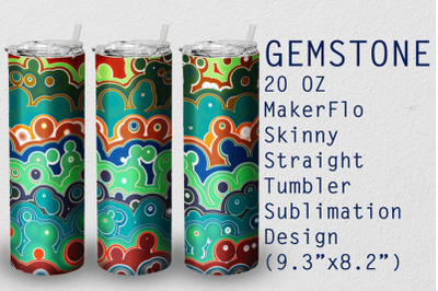 Tumbler Straight 20 OZ Sublimation Gem Stone Wrap Design