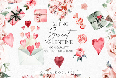 Pink heart png, Watercolor Valentine clipart Pink floral heart clipart